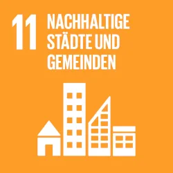 Logo des SDGs "Nachhaltige Städte und Gemeinden"