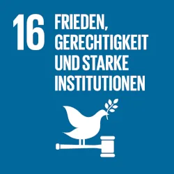 Logo des SDGs "Frieden, Gerechtigkeit und starke Institutionen"