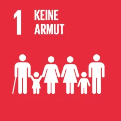 Logo des SDGs "Keine Armut"