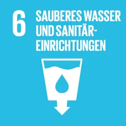 Logo des SDGs "Sauberes Wasser und Sanitäreinrichtungen"